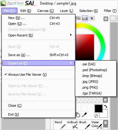 how to reduce size of jpg with sai