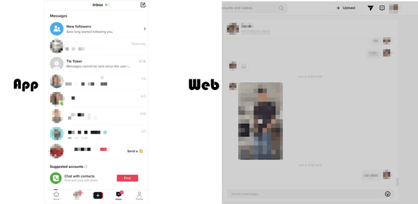 tiktok messages on phone and computer