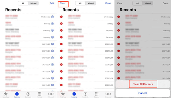how to delete all call logs on iphone