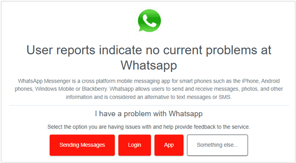 check whatsapp server with downdetector