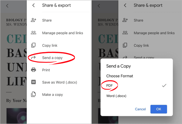 how to create pdf on iphone with google docs