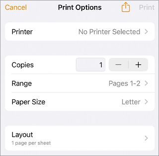 print options