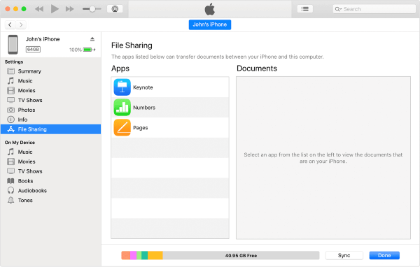 file sharing with itunes