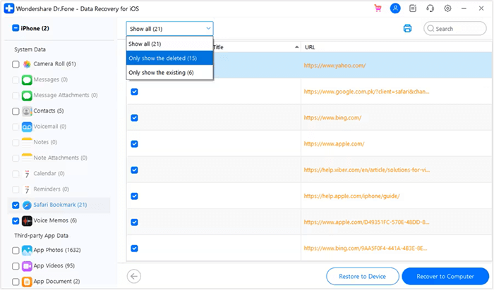 recover your data to device or computer