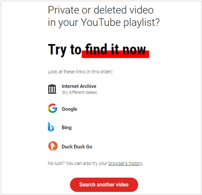 choose an option to restore youtube videos
