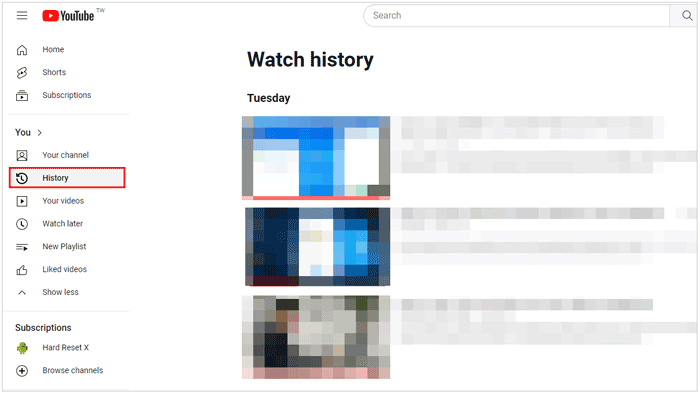 youtube watch history