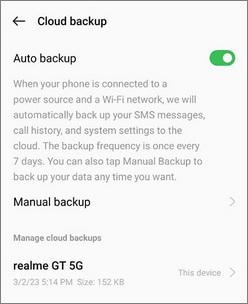 realme cloud backup