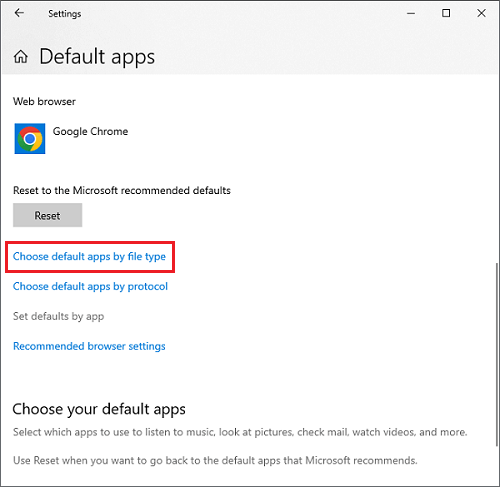 choose default apps by file type