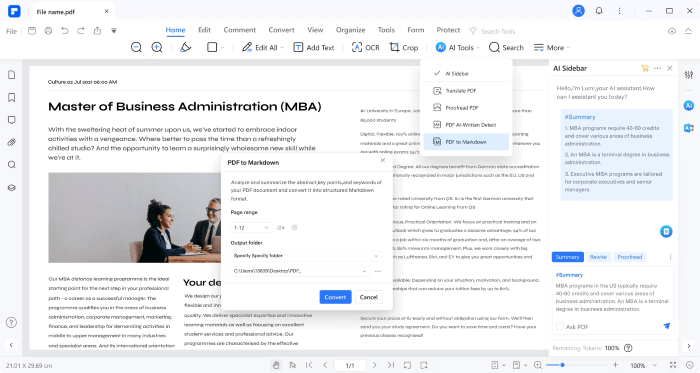 summarize pdf with wondershare ai tool