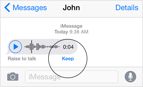save the voice messages via the keep feature