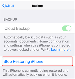 stop icloud restore to fix restore from icloud taking long time