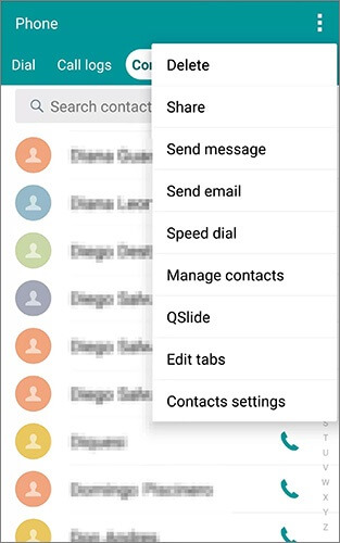 how to delete contacts from samsung phone