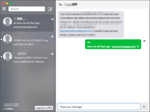 send sms through mac via airtext