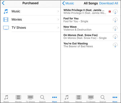 redownload music on iphone