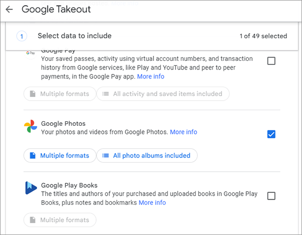select google photos from the list