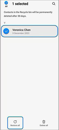 how do i restore contacts from recycle bin