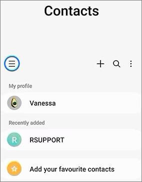 launch the contacts app on samsung phone