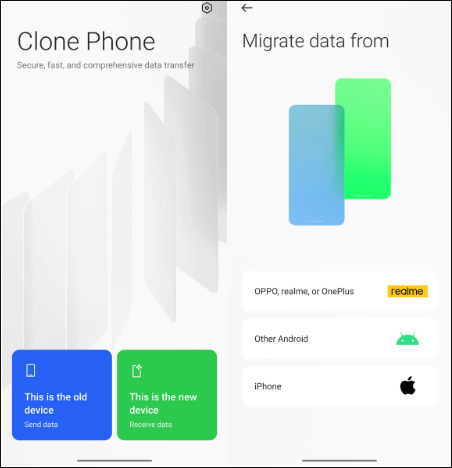 select realme as new device