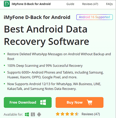 Test de l'imyfone d-back pour Android