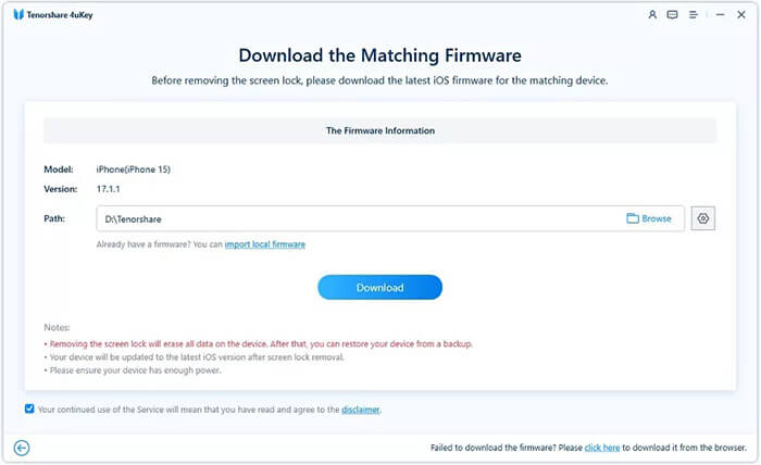 start to download firmware package