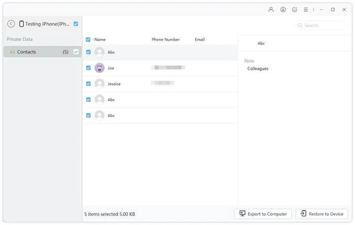 restaurar backup para iphone usando tenorshare icarefone