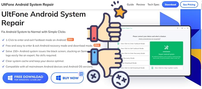 análise de reparo do sistema Android Ultfone