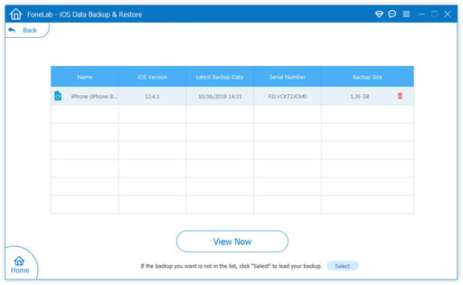 select a backup to restore
