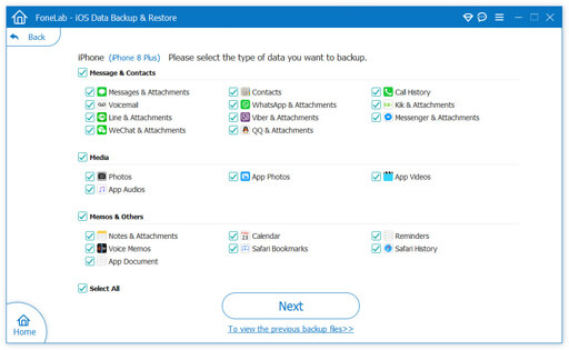 select data to backup