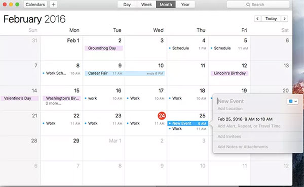 sincronizzazione del calendario su Mac