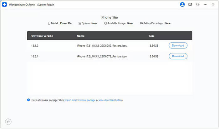 download the appropriate ios firmware