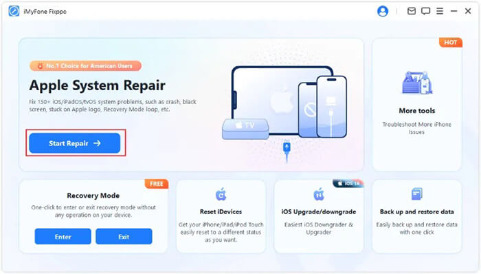 the main interface of imyfone fixppo
