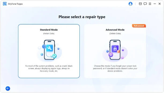 choose standard mode repair mode