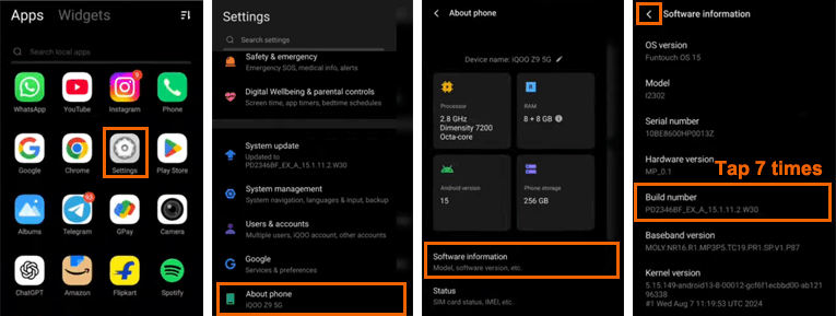 enable USB debugging on iqoo