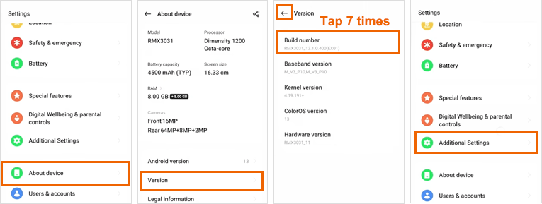 open developer mode on oneplus