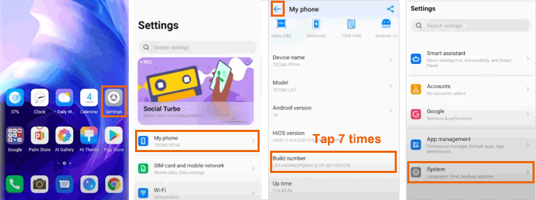 turn on usb debugging on TECNO, Infinix, itel