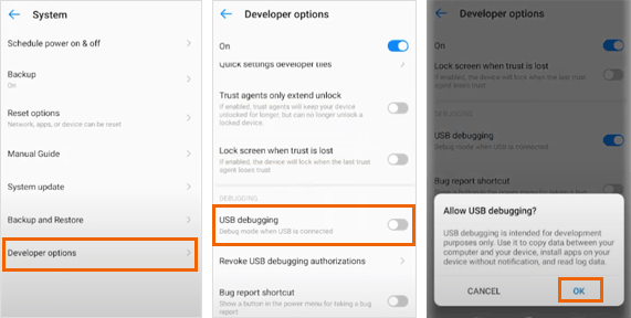 turn on developer options on TECNO, Infinix, itel
