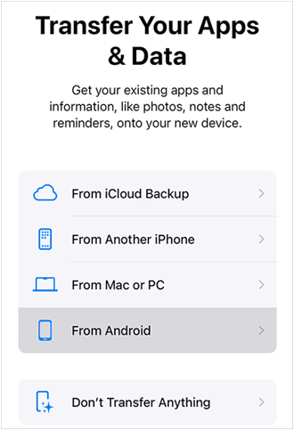 clique no botão mover dados do android