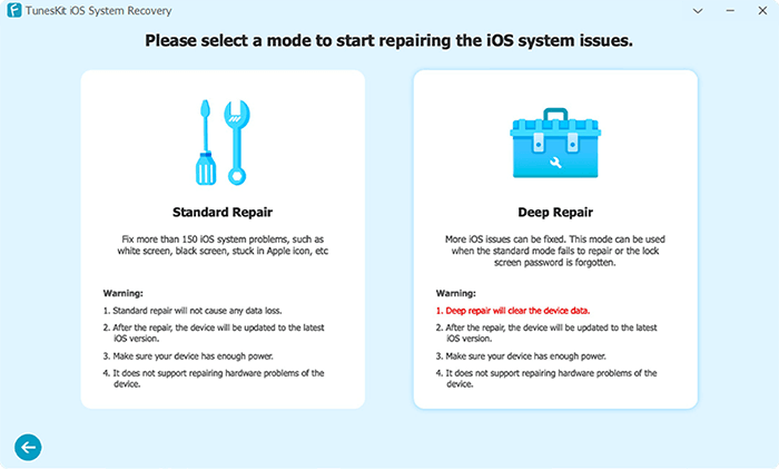 choose a repair mode