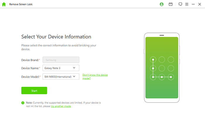 выберите свое устройство из wootechy idelock android