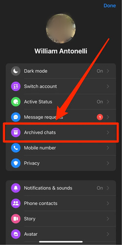 memulihkan pesan di facebook dari android dengan memeriksa pesan yang diarsipkan