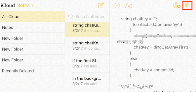 как удалить заметки на айфоне через icloud.com