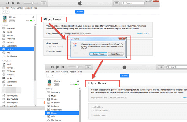 comment supprimer les photos synchronisées depuis la bibliothèque iTunes sur iPhone