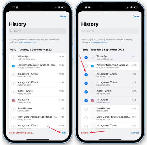 如何从 iPhone 上的 Chrome 历史记录中删除网站