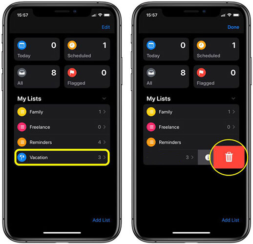 iPhone'da hatırlatma listesi nasıl silinir
