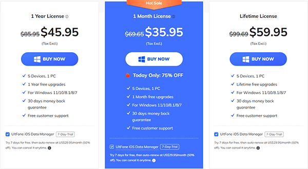 El precio individual de desbloqueo de iPhone de Ultfone