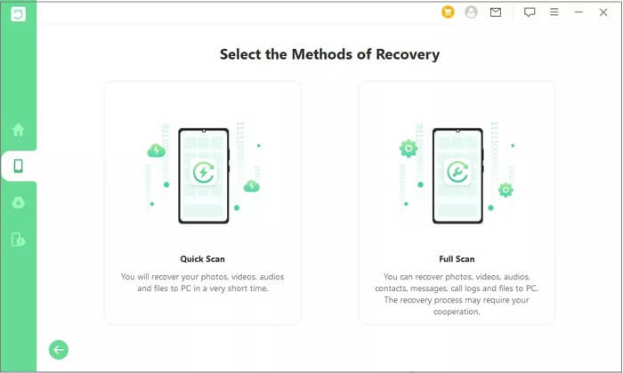 Elija el modo de escaneo de iseeker para Android