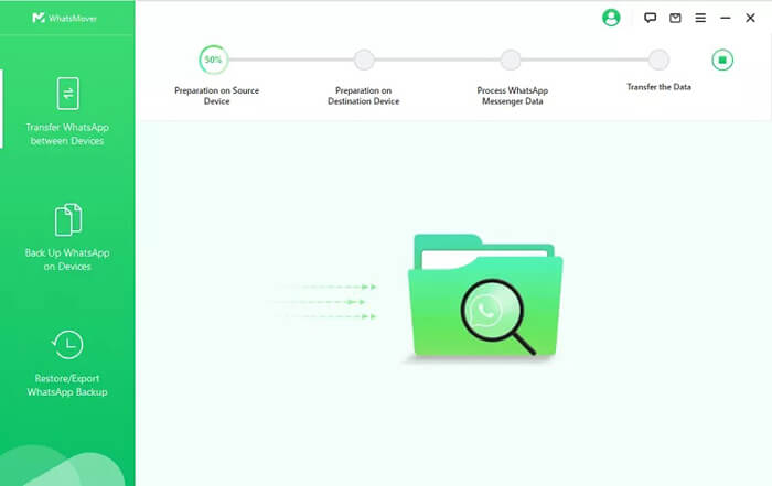 wootechy whatsmover démarrer le transfert