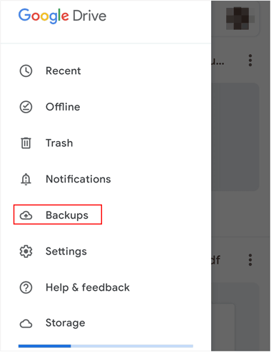Utilisez l'application Google Drive pour supprimer les fichiers de sauvegarde de votre appareil Android.
