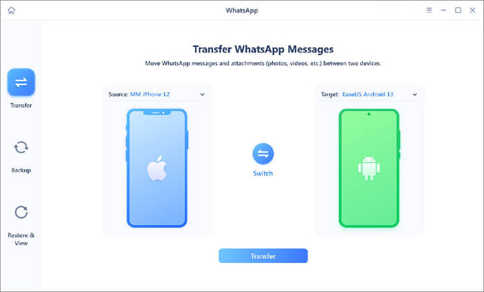 click transfer on easeus chattrans