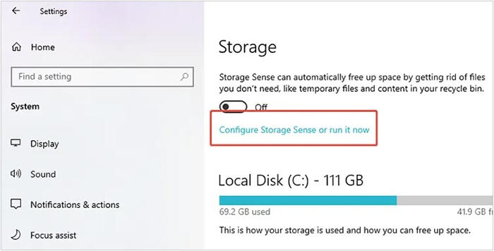 Gunakan Storage Sense untuk memperbaiki pembersihan disk yang tidak menghapus file